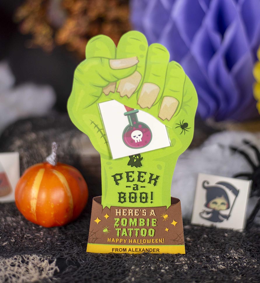 printable zombie hand halloween kids gift